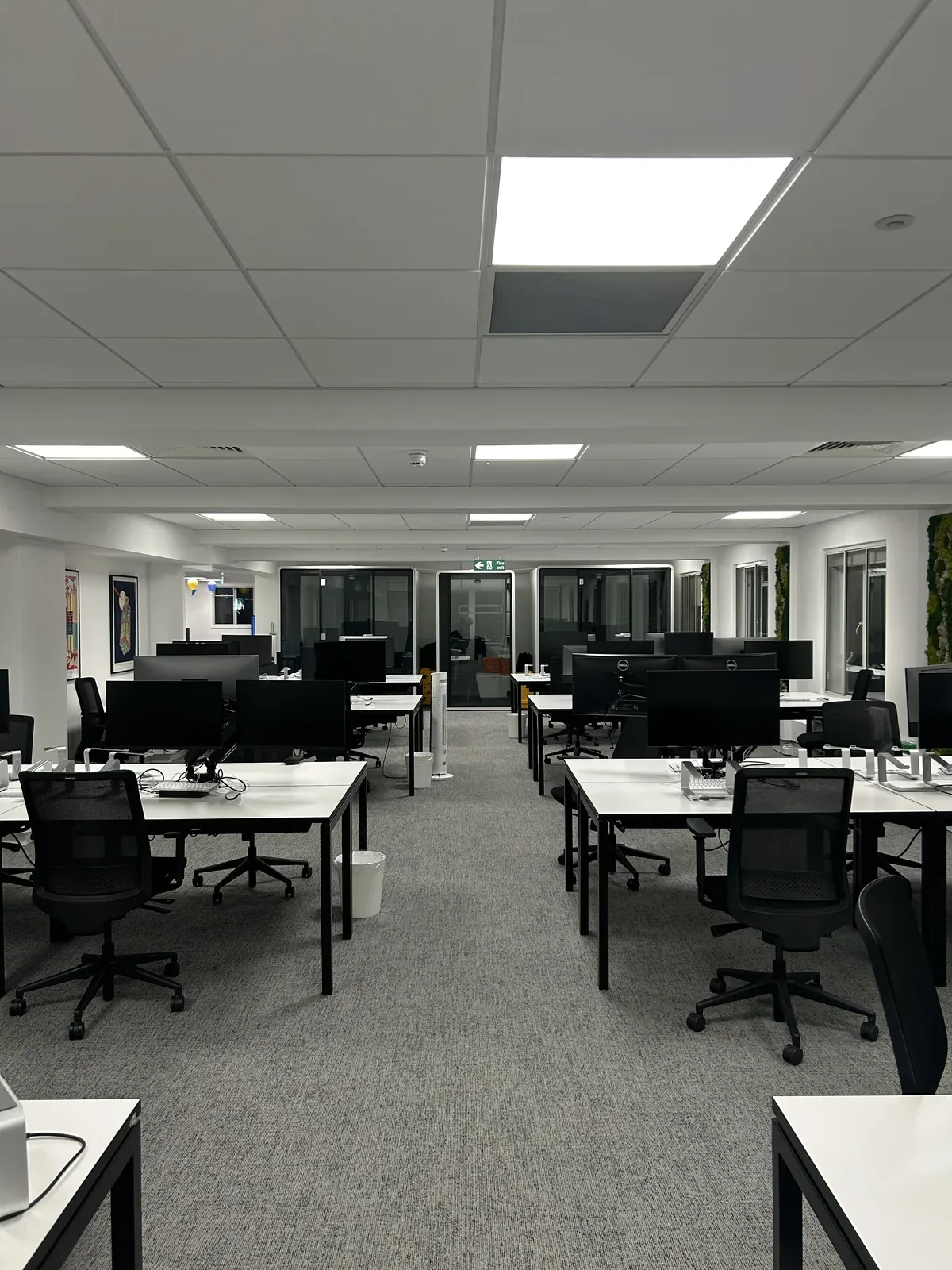 Open-plan workspace after deep clean, Chandos Street, London