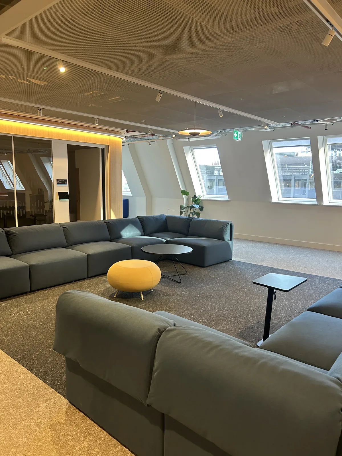 Breakout lounge after post-construction clean, Coleman Street, London