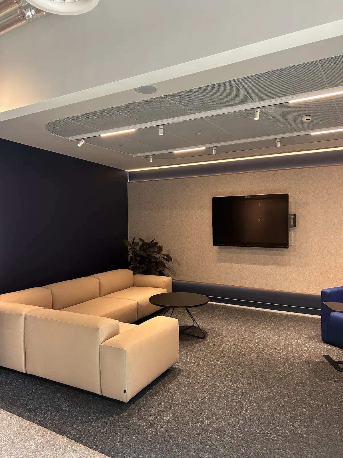 Media lounge after post-construction clean, Coleman Street, London