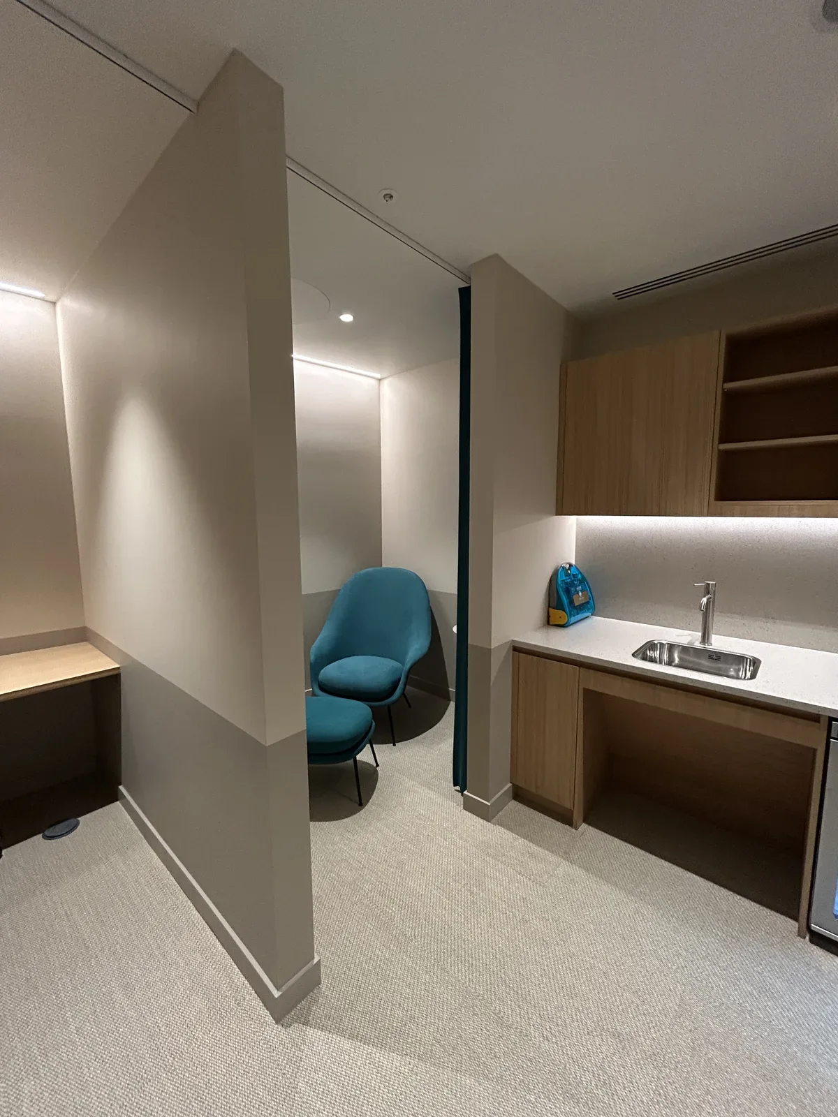 Breakout lounge after post-construction clean, Coleman Street, London