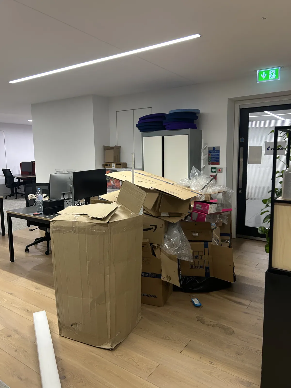 Packaging waste before office opening, great portland street