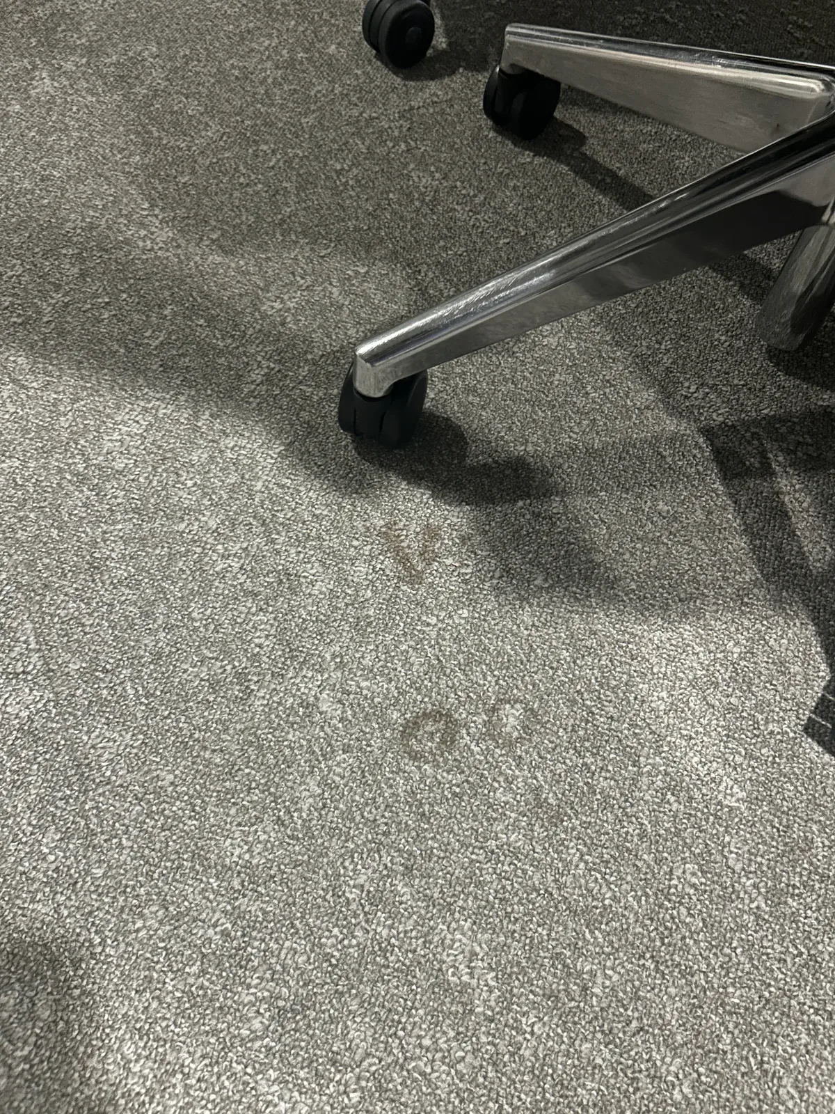 Carpet staining detail recorded on arrival, Moorgate, London