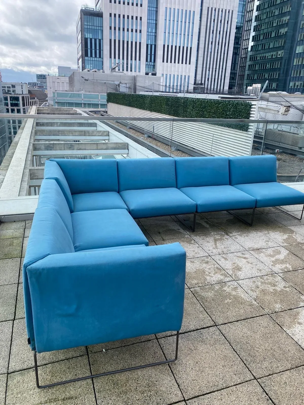 Terrace sofa corner after cleaning, Moorgate, London
