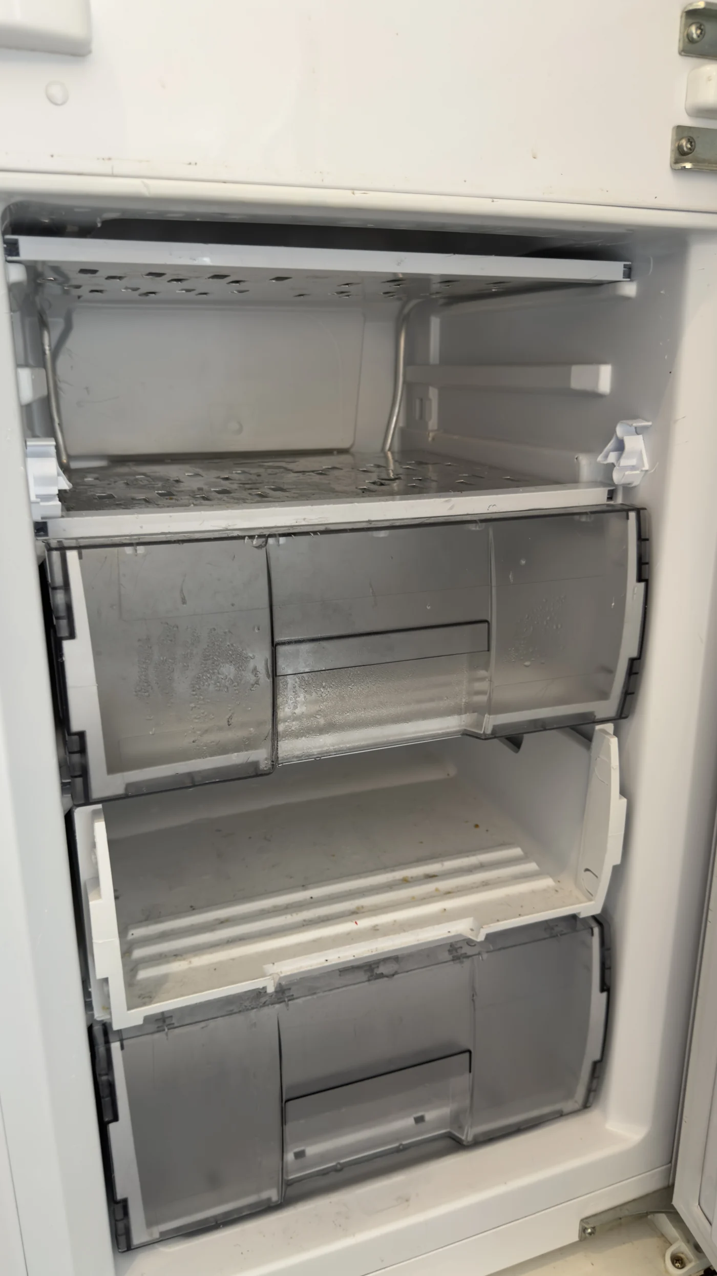 Freezer interior on arrival, before the end-of-tenancy clean, Saltdean, Brighton