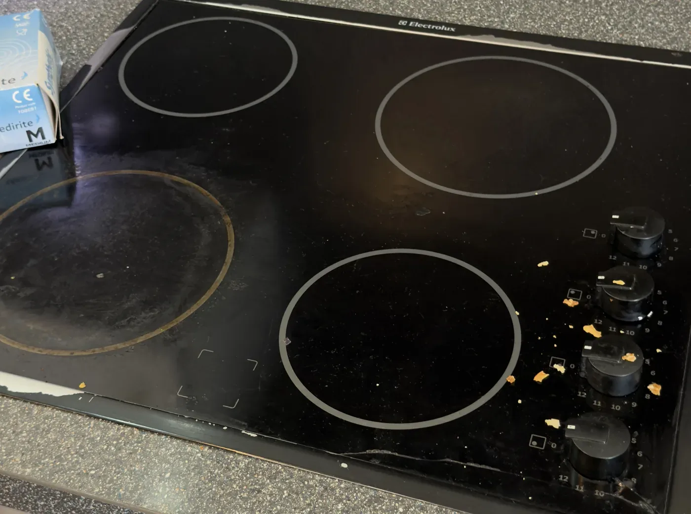 Ceramic hob before end-of-tenancy clean, Saltdean, Brighton