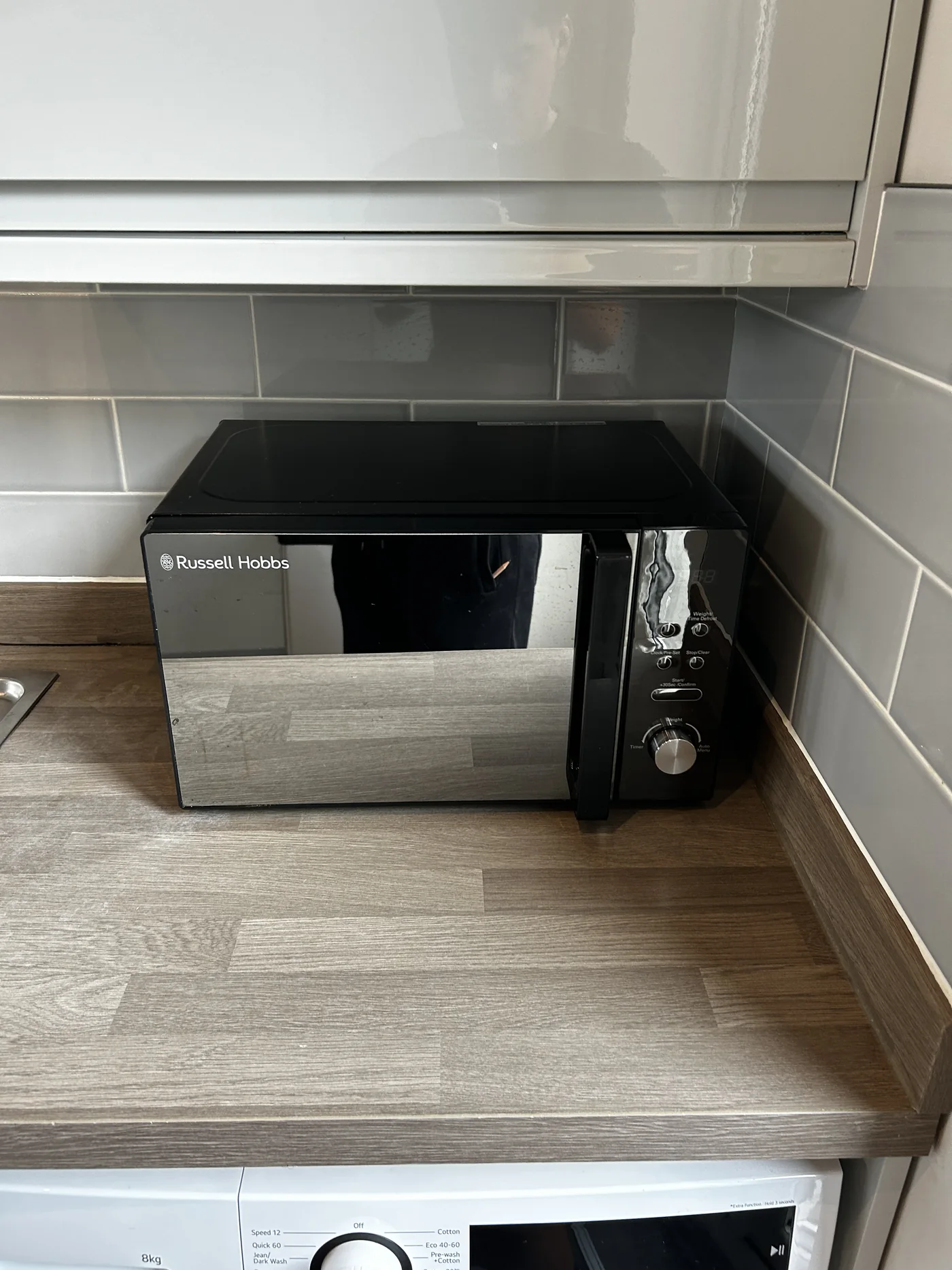 Microwave and worktop after