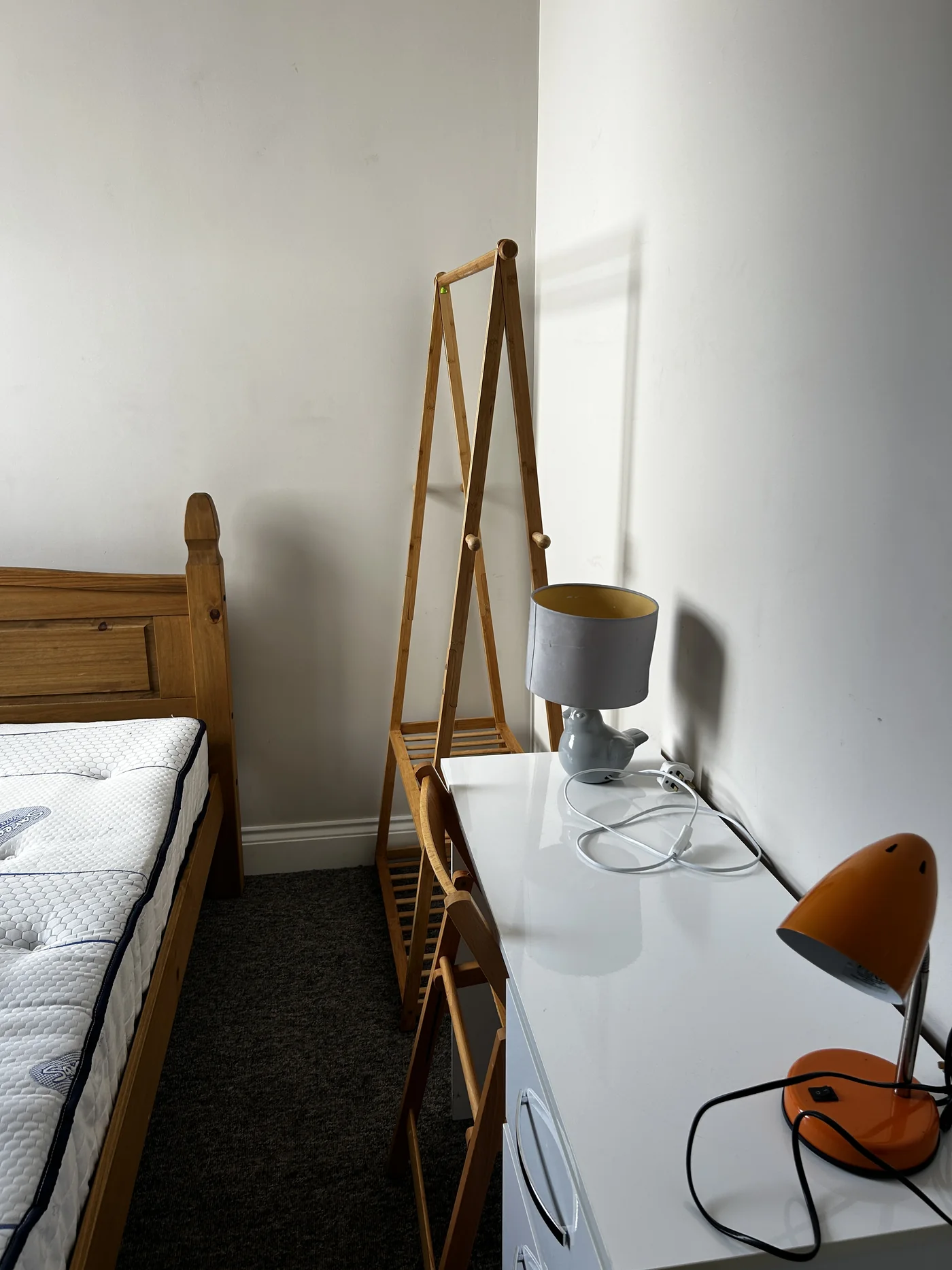 Student bedroom and desk after