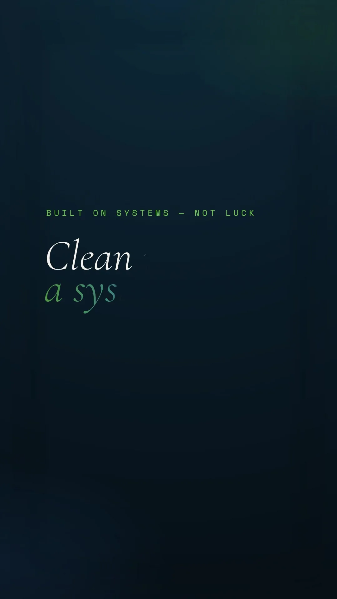 Opening frame of the Cleanfinity brand film, reading Clean is a system