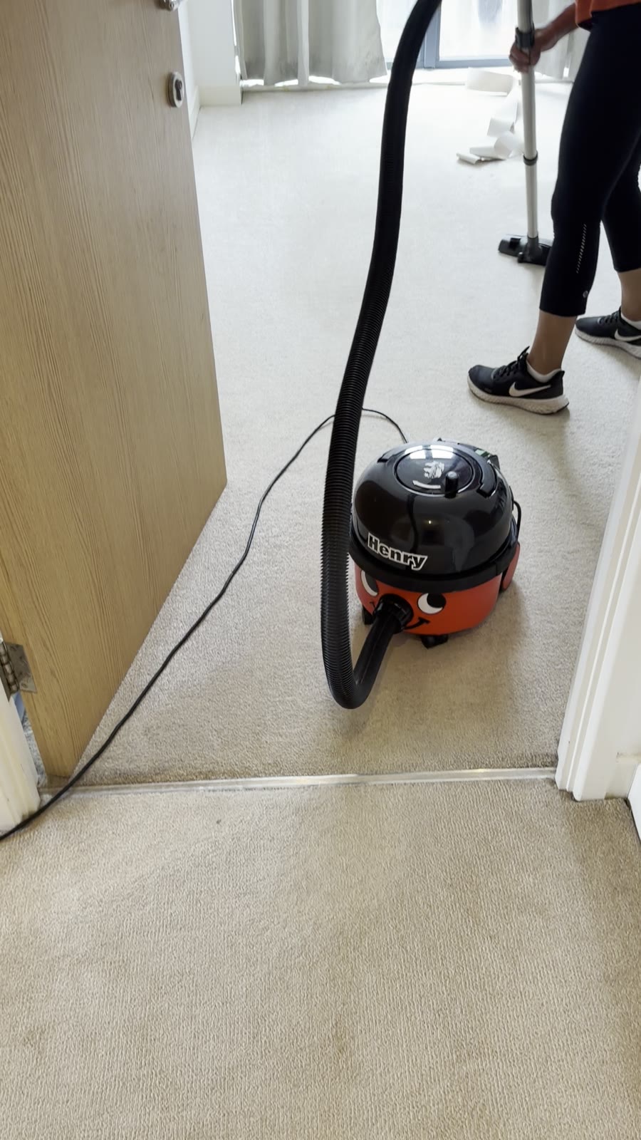 Floors last, so nothing is walked back in